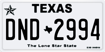 TX license plate DND2994