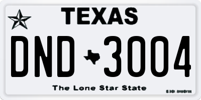 TX license plate DND3004