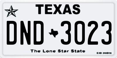 TX license plate DND3023