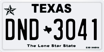 TX license plate DND3041