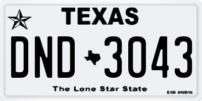 TX license plate DND3043