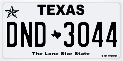 TX license plate DND3044