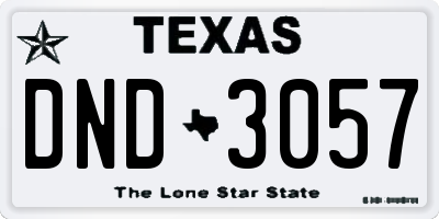 TX license plate DND3057
