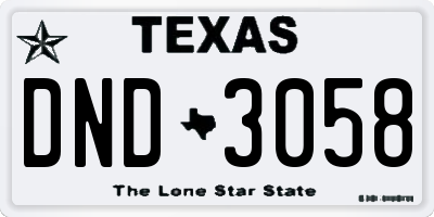 TX license plate DND3058