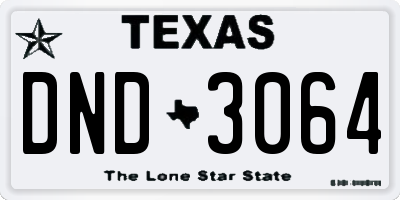 TX license plate DND3064
