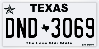 TX license plate DND3069
