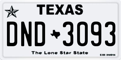 TX license plate DND3093