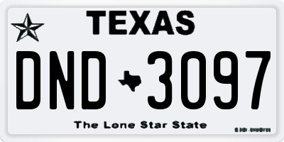 TX license plate DND3097