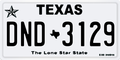 TX license plate DND3129
