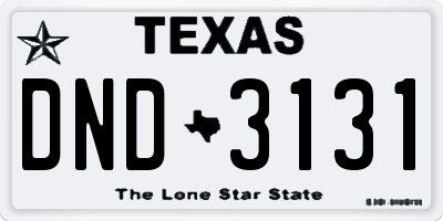 TX license plate DND3131