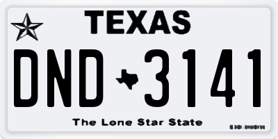 TX license plate DND3141