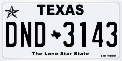 TX license plate DND3143