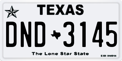 TX license plate DND3145