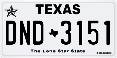 TX license plate DND3151