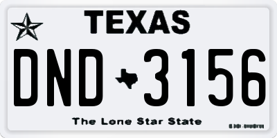 TX license plate DND3156