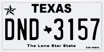TX license plate DND3157