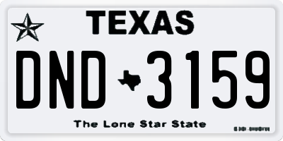 TX license plate DND3159