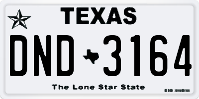 TX license plate DND3164