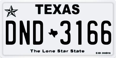 TX license plate DND3166