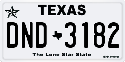 TX license plate DND3182