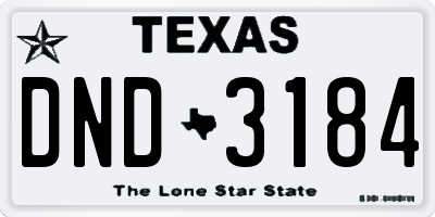 TX license plate DND3184