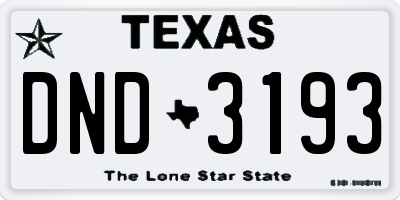 TX license plate DND3193