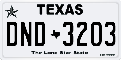 TX license plate DND3203