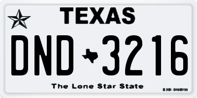 TX license plate DND3216