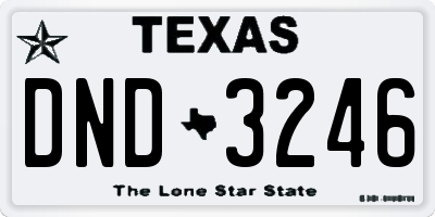 TX license plate DND3246