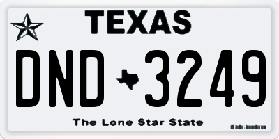 TX license plate DND3249
