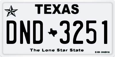 TX license plate DND3251