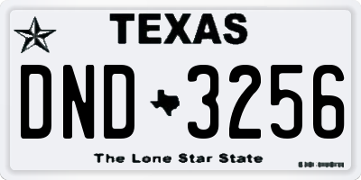 TX license plate DND3256