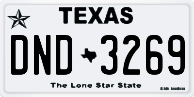 TX license plate DND3269
