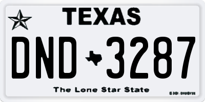 TX license plate DND3287