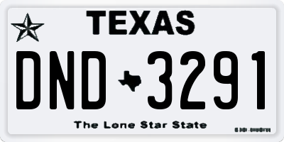 TX license plate DND3291