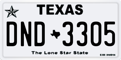 TX license plate DND3305