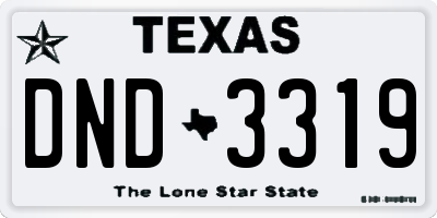 TX license plate DND3319