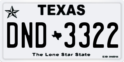 TX license plate DND3322