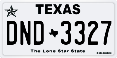 TX license plate DND3327