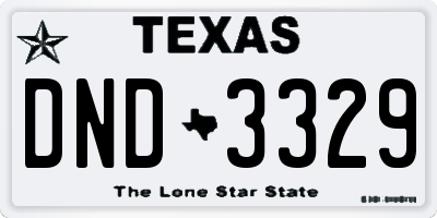 TX license plate DND3329