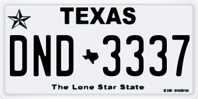 TX license plate DND3337