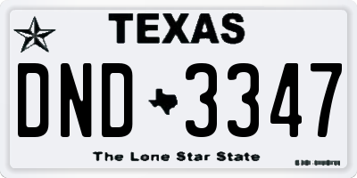 TX license plate DND3347