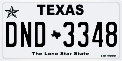TX license plate DND3348
