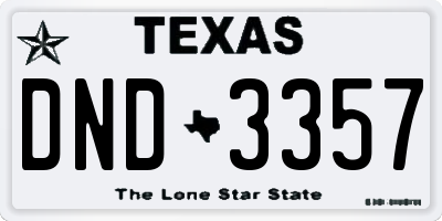 TX license plate DND3357