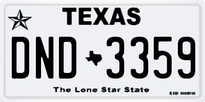 TX license plate DND3359