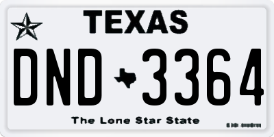TX license plate DND3364