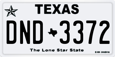 TX license plate DND3372