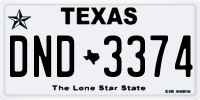 TX license plate DND3374