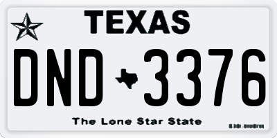 TX license plate DND3376