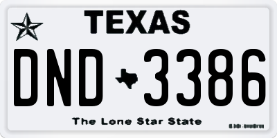 TX license plate DND3386